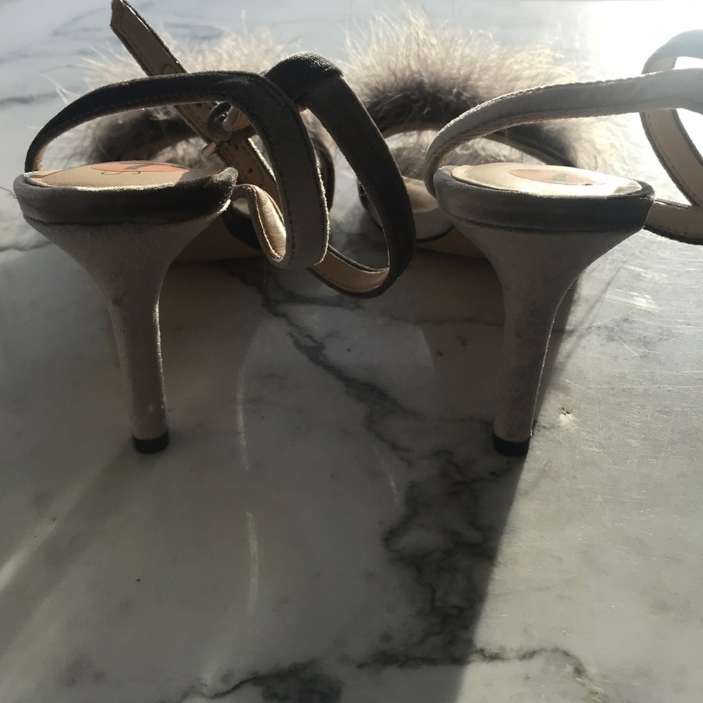 Sole Society Grey Velvet Pumps with Fur - Picture 4 of 7